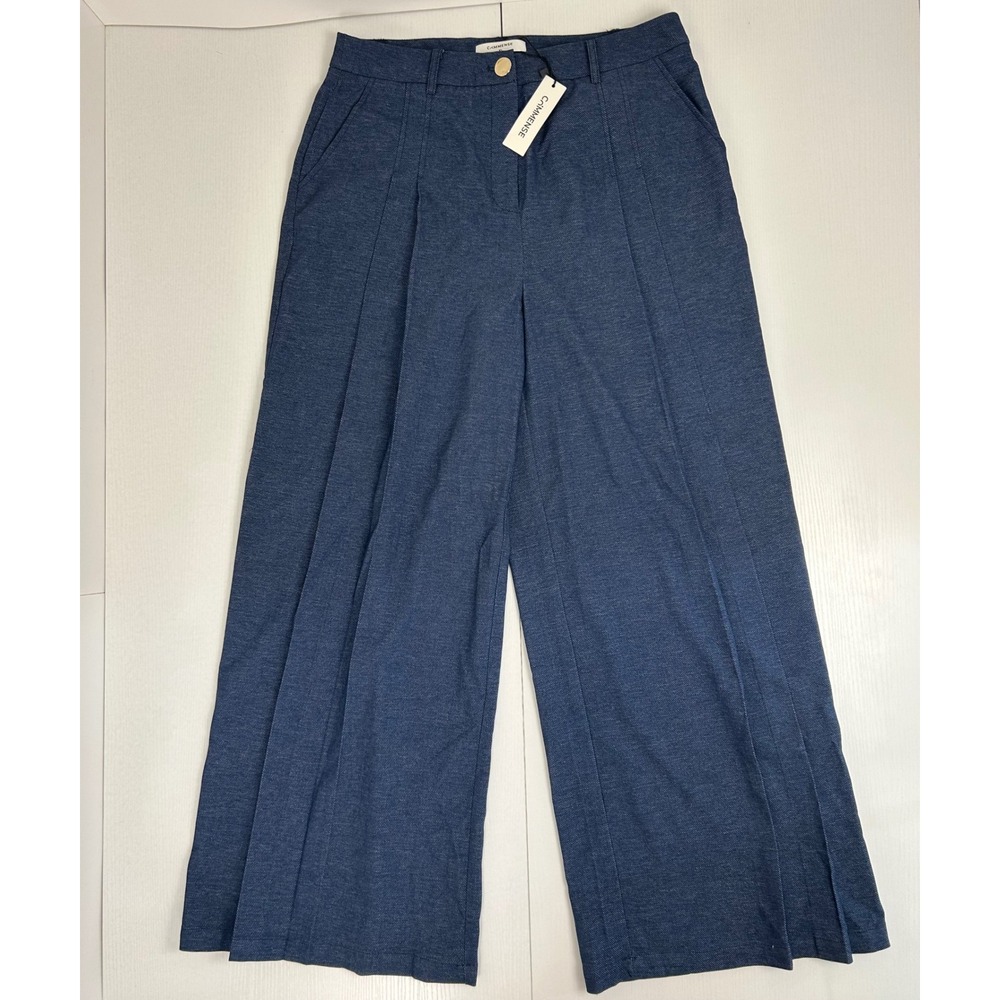 Commense Blue Wide Leg High Waisted Pleated Trousers Womens XL New With Tags